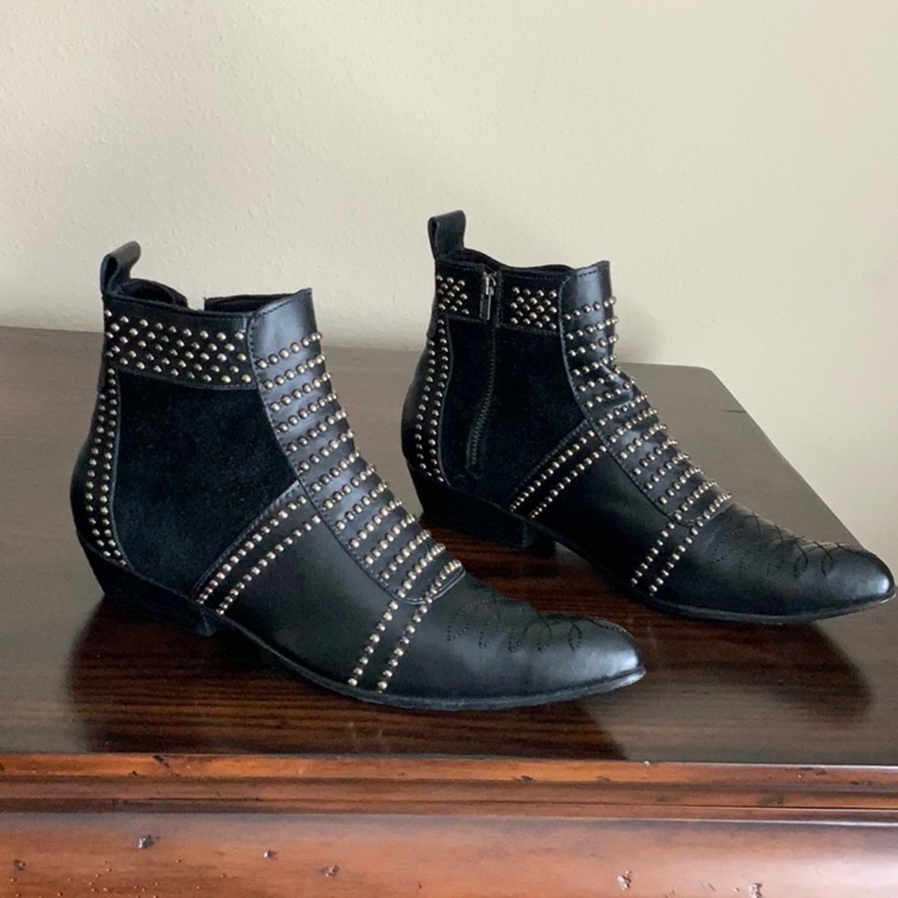 Anine Bing Black Charlie Boots With Silver Studs Size 9